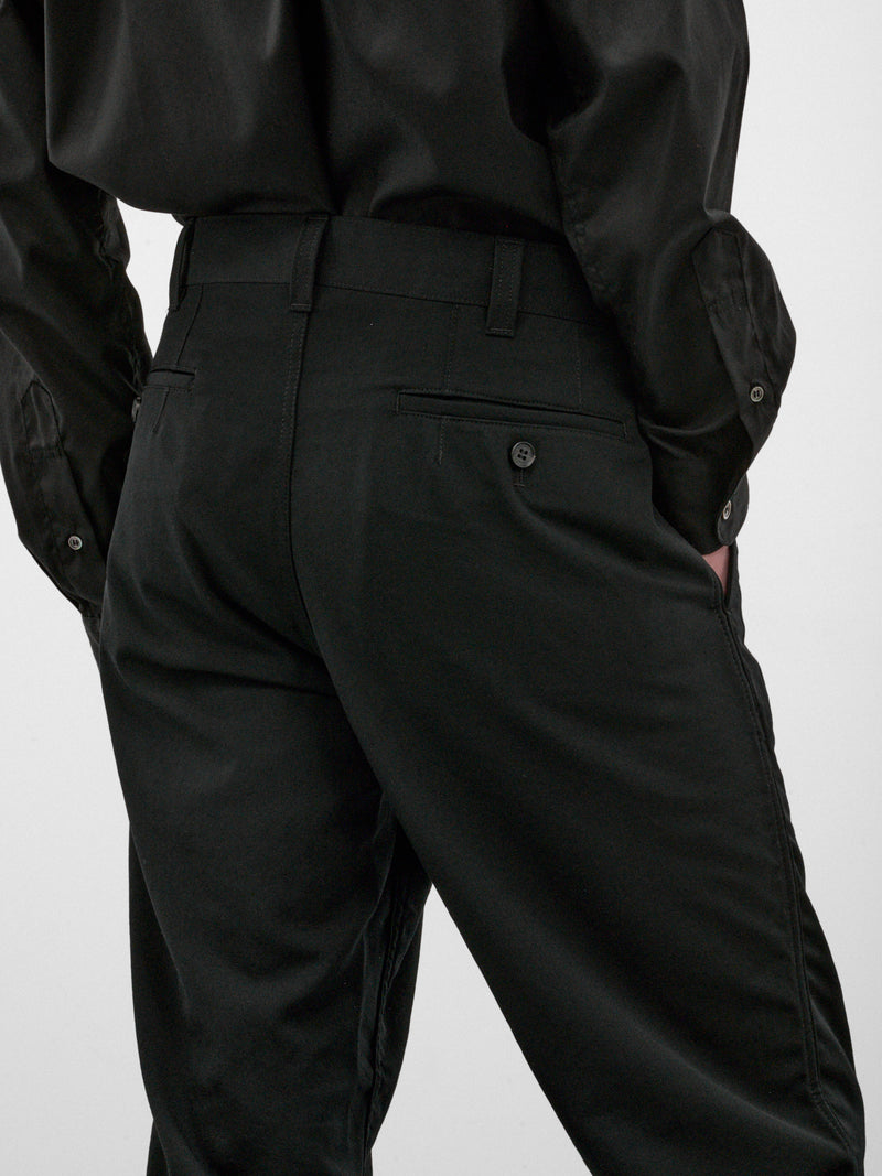 Black Wool Gabardine Trousers (HR-P101-W26-BLACK)