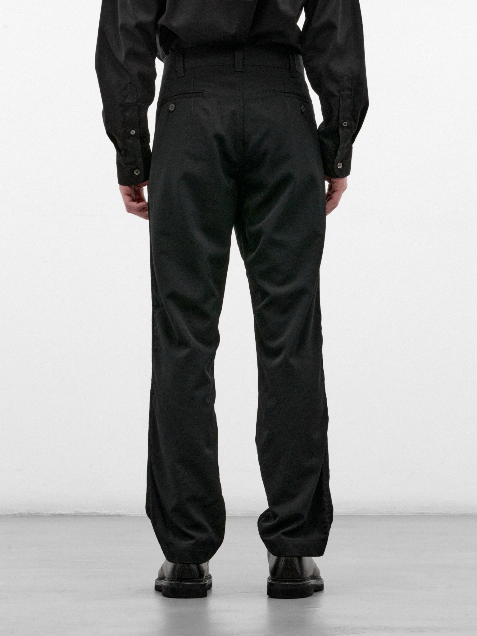 Black Wool Gabardine Trousers (HR-P101-W26-BLACK)