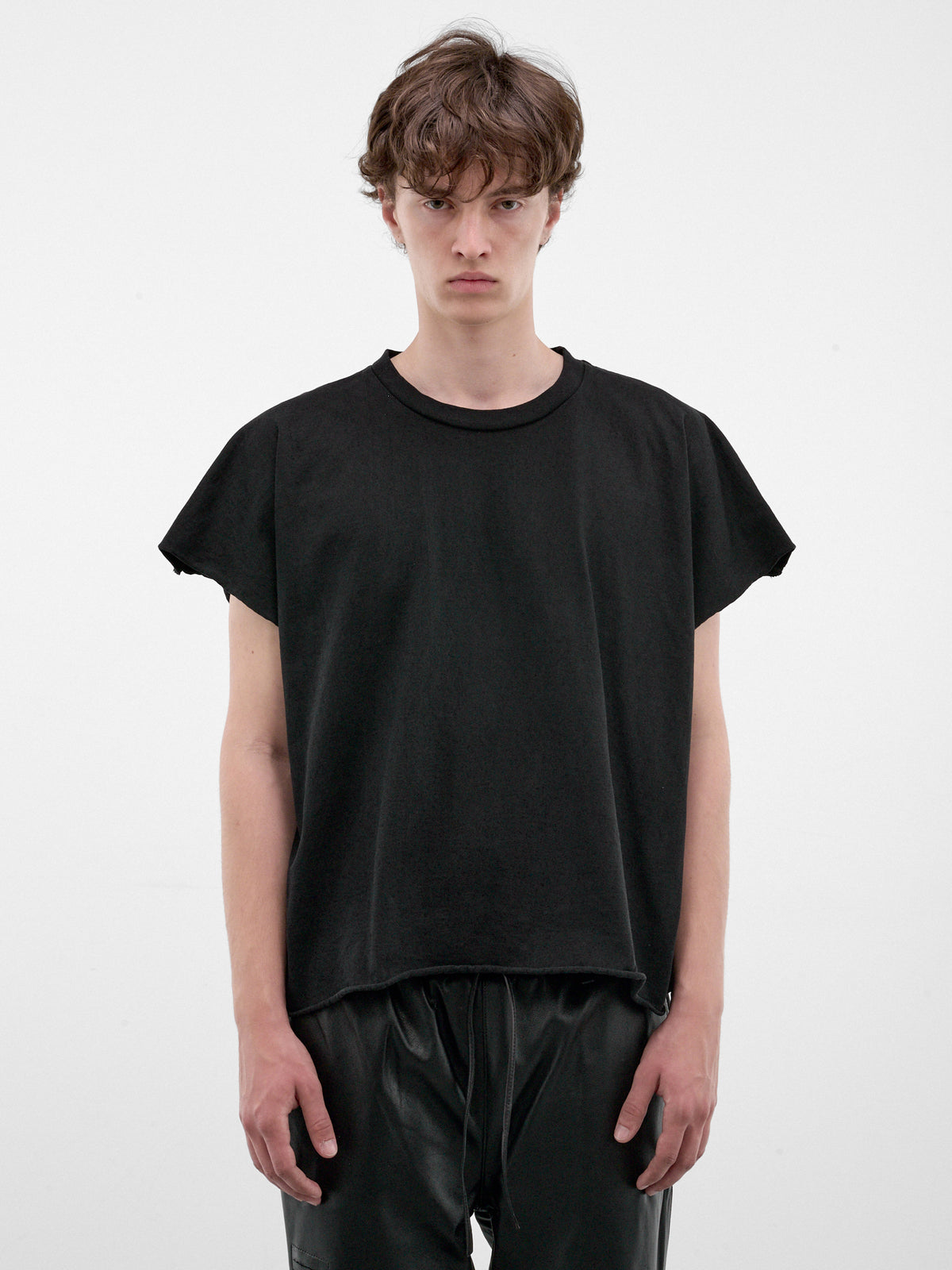 Black Cotton Boxy Tee (HR10101-BLACK-SS26)