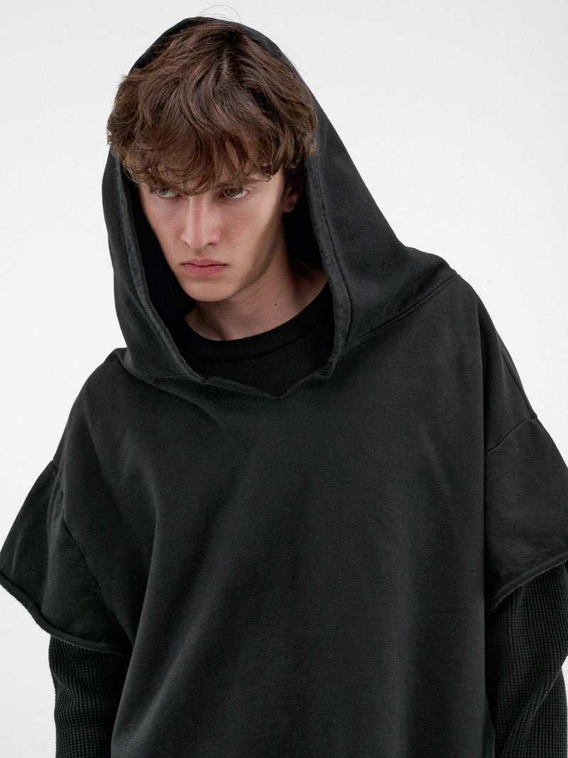 Black Layered Thermal Hoodie (HR102015-BLACK-BLACK-SS26)