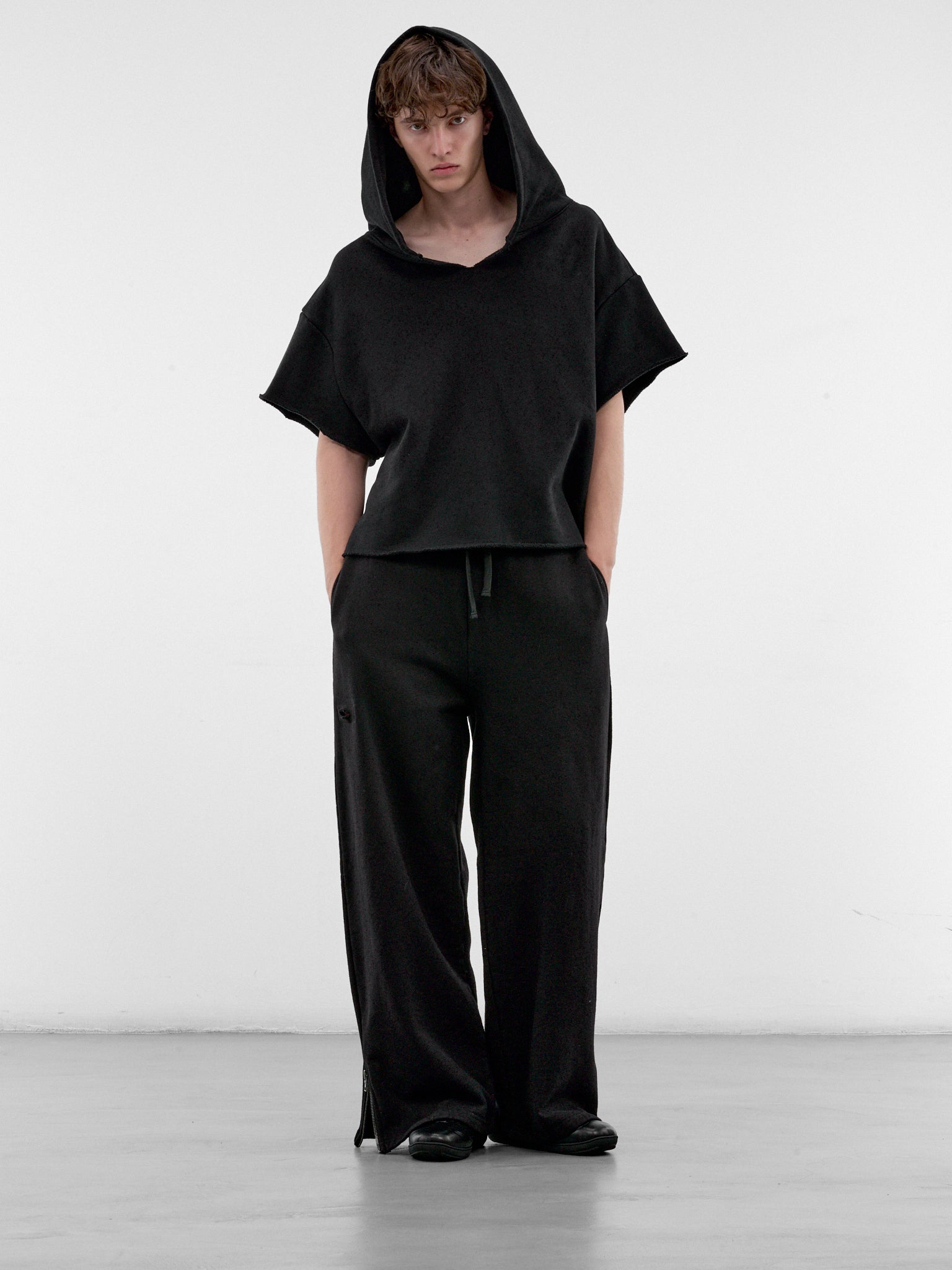 Black Short Sleeve Hoodie (HR10203-BLACK)