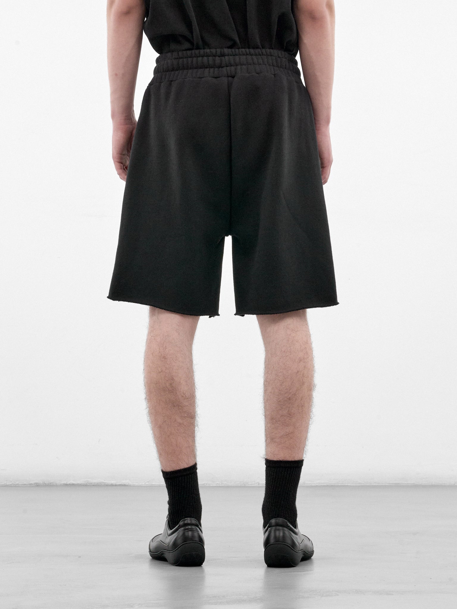 Black Cotton Distressed Shorts (HR103020-BLACK)