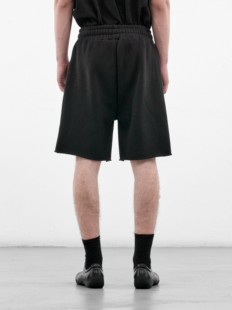 Black Cotton Distressed Shorts (HR103020-BLACK)
