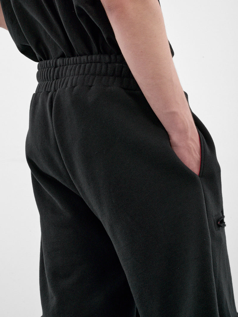 Black Cotton Distressed Shorts (HR103020-BLACK)
