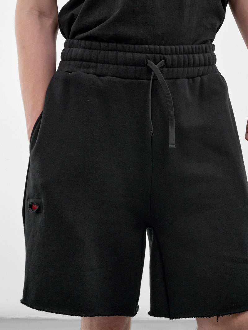 Black Cotton Distressed Shorts (HR103020-BLACK)