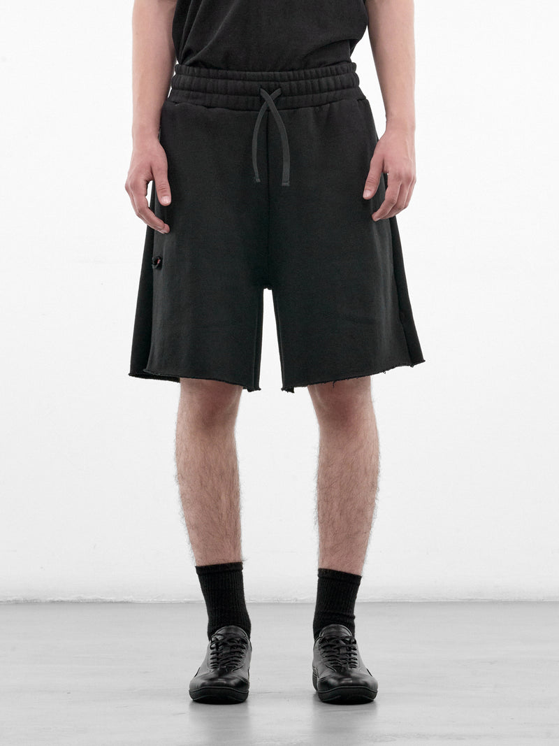 Black Cotton Distressed Shorts (HR103020-BLACK)