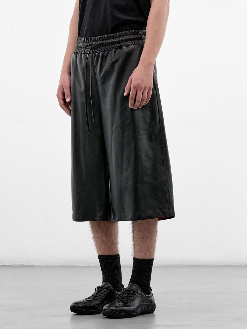 Black Leather Baggy Shorts (HR103021-BLACK)