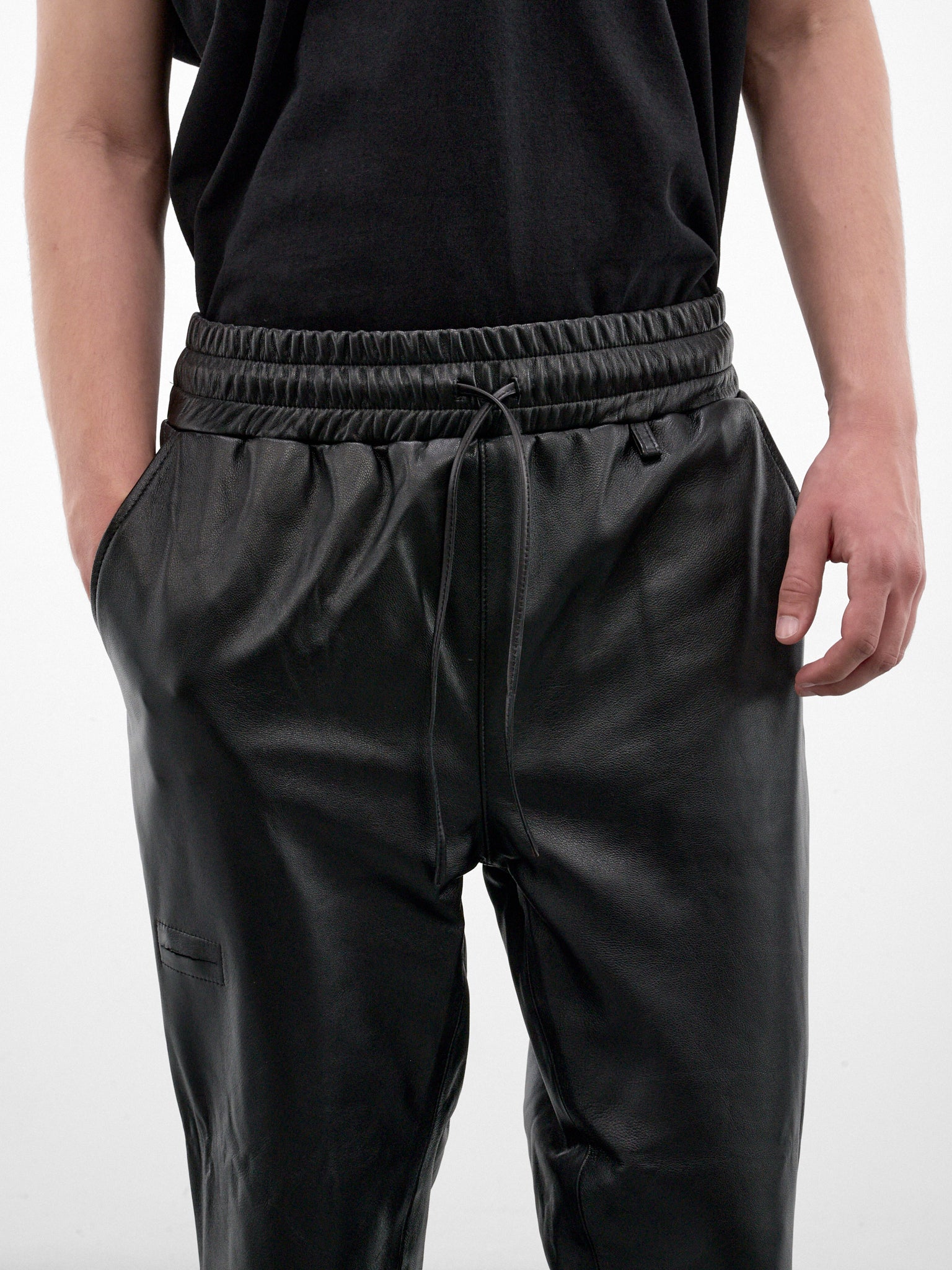 Black Leather Flared Pants (HR10308-BLACK)