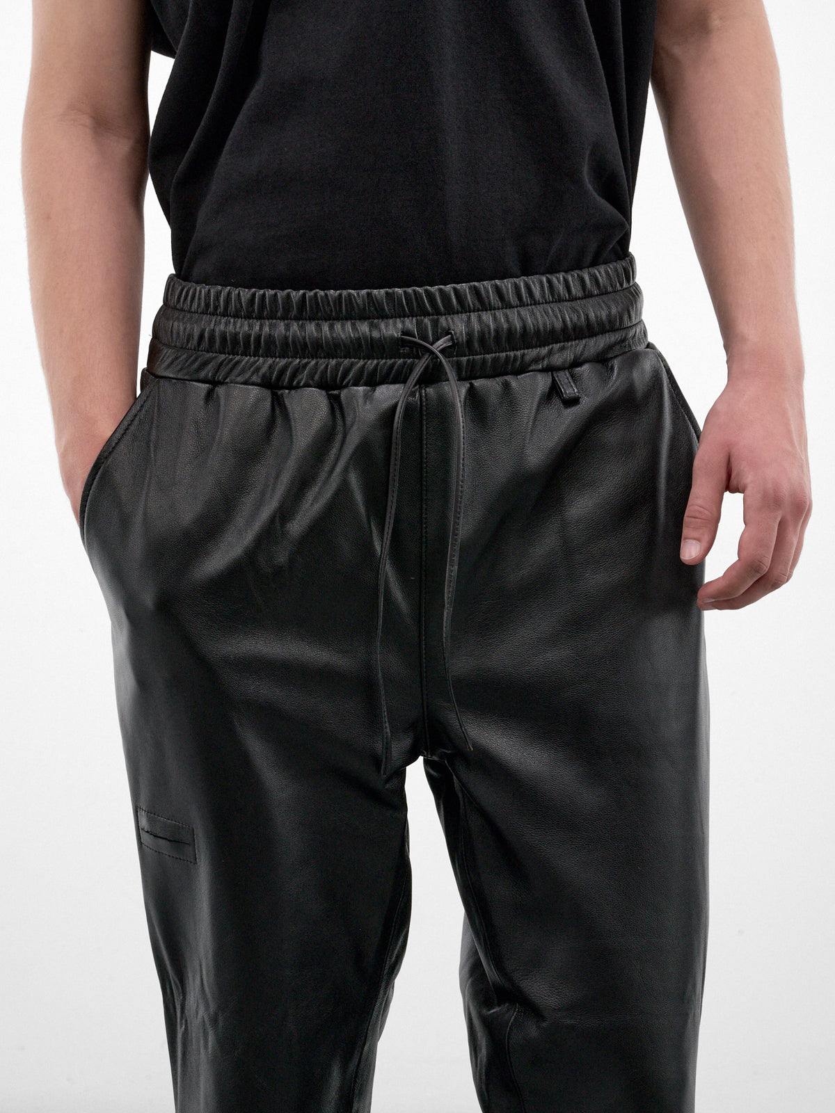 Black Leather Flared Pants (HR10308-BLACK)