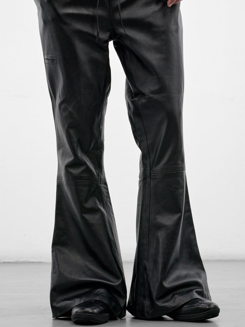 Black Leather Flared Pants (HR10308-BLACK)