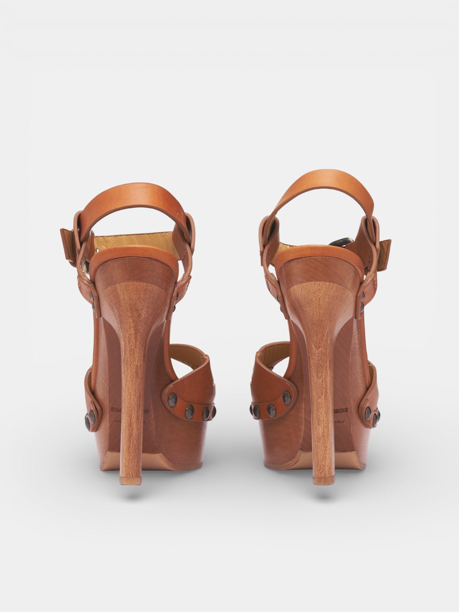 Leather Bondage Heeled Sandal Clogs (HSW0289-AMBRA)