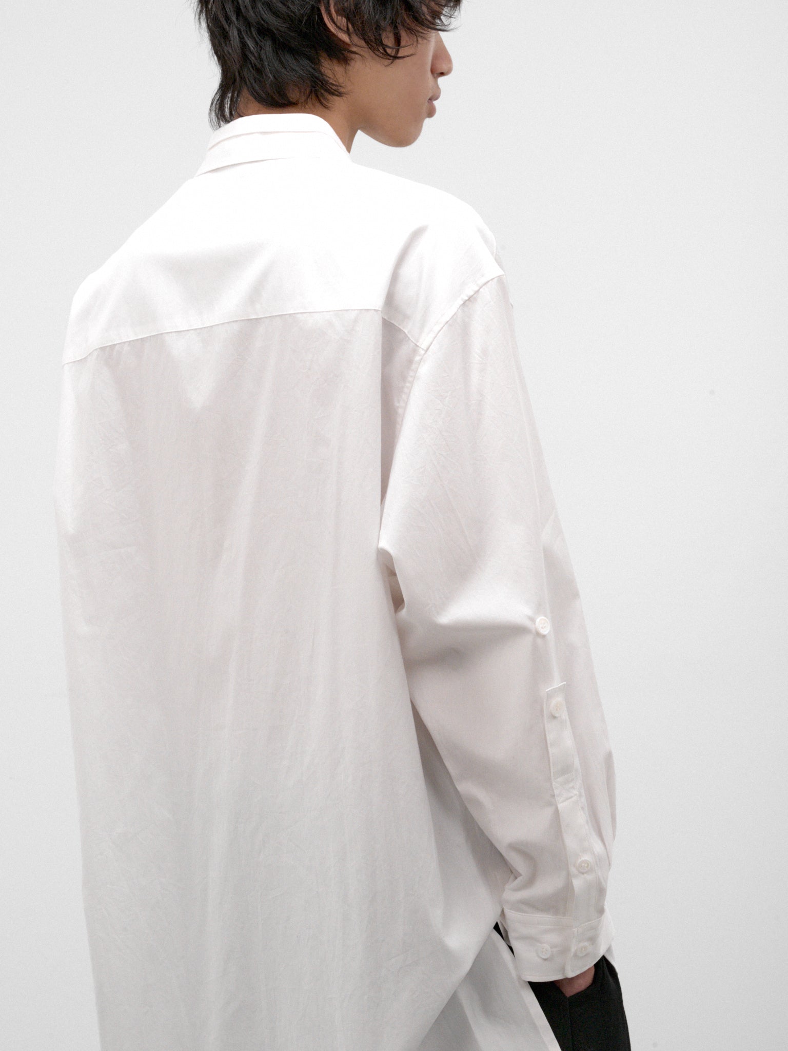 White Cotton Double Collar Shirt (HW-B34-004-1-WHITE)