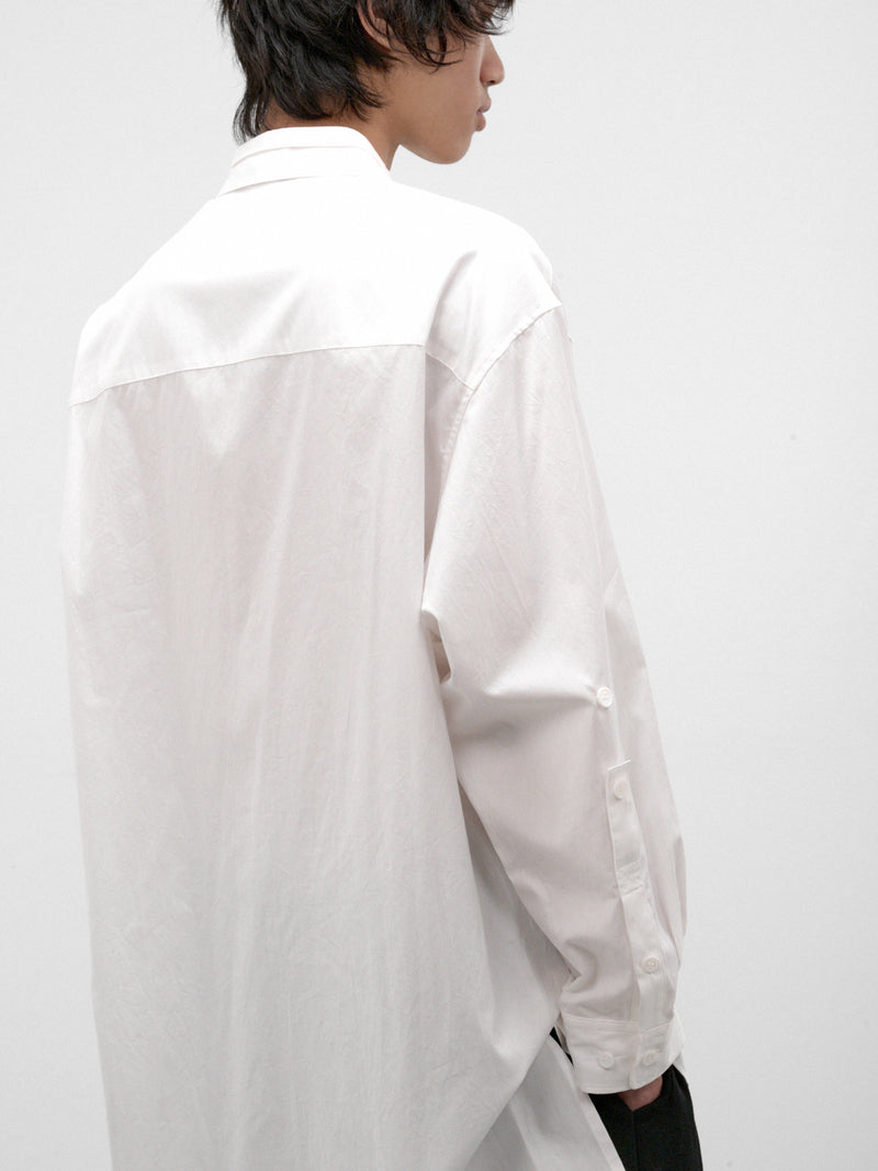 White Cotton Double Collar Shirt (HW-B34-004-1-WHITE)