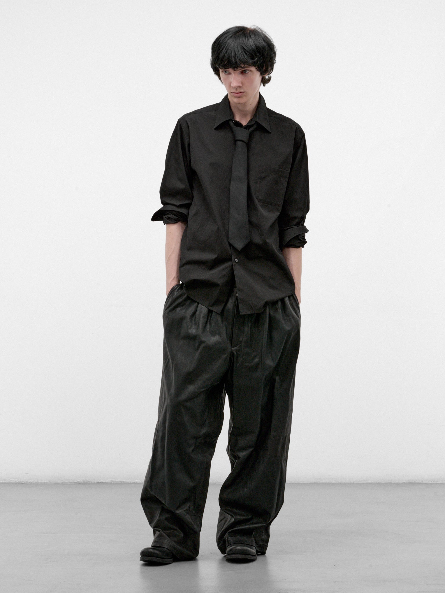 Black Cotton Basic Shirt (HW-B83-050-BLACK)