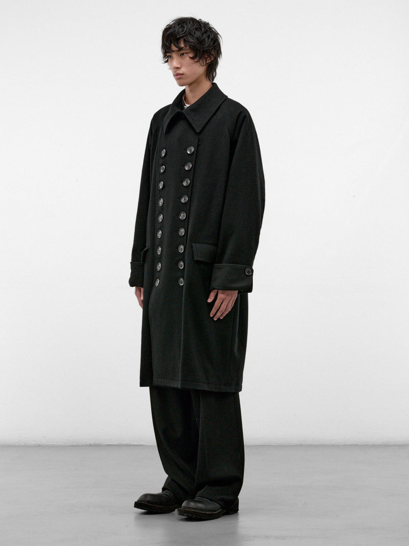 Black Wool Raglan Double Coat (HW-C15-102-2-BLACK)