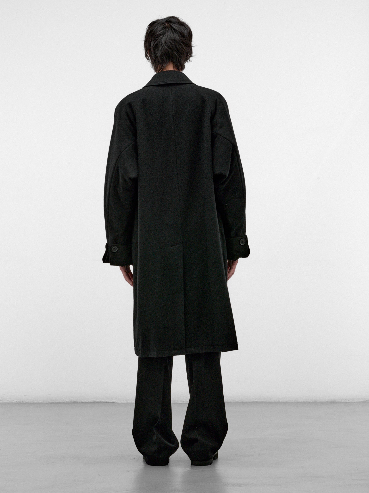 Black Wool Raglan Double Coat (HW-C15-102-2-BLACK)