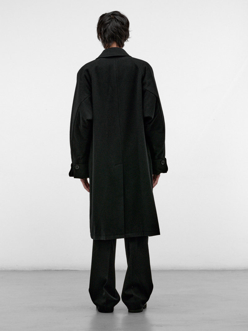 Black Wool Raglan Double Coat (HW-C15-102-2-BLACK)
