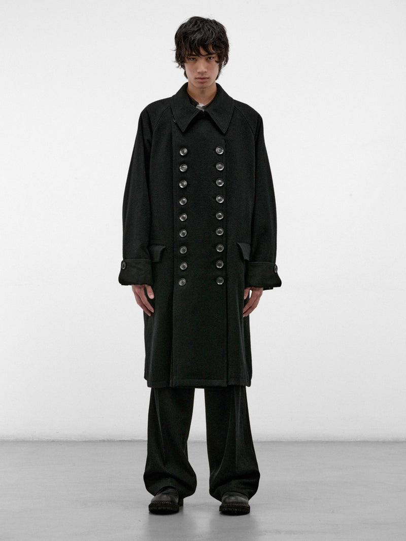 Black Wool Raglan Double Coat (HW-C15-102-2-BLACK)