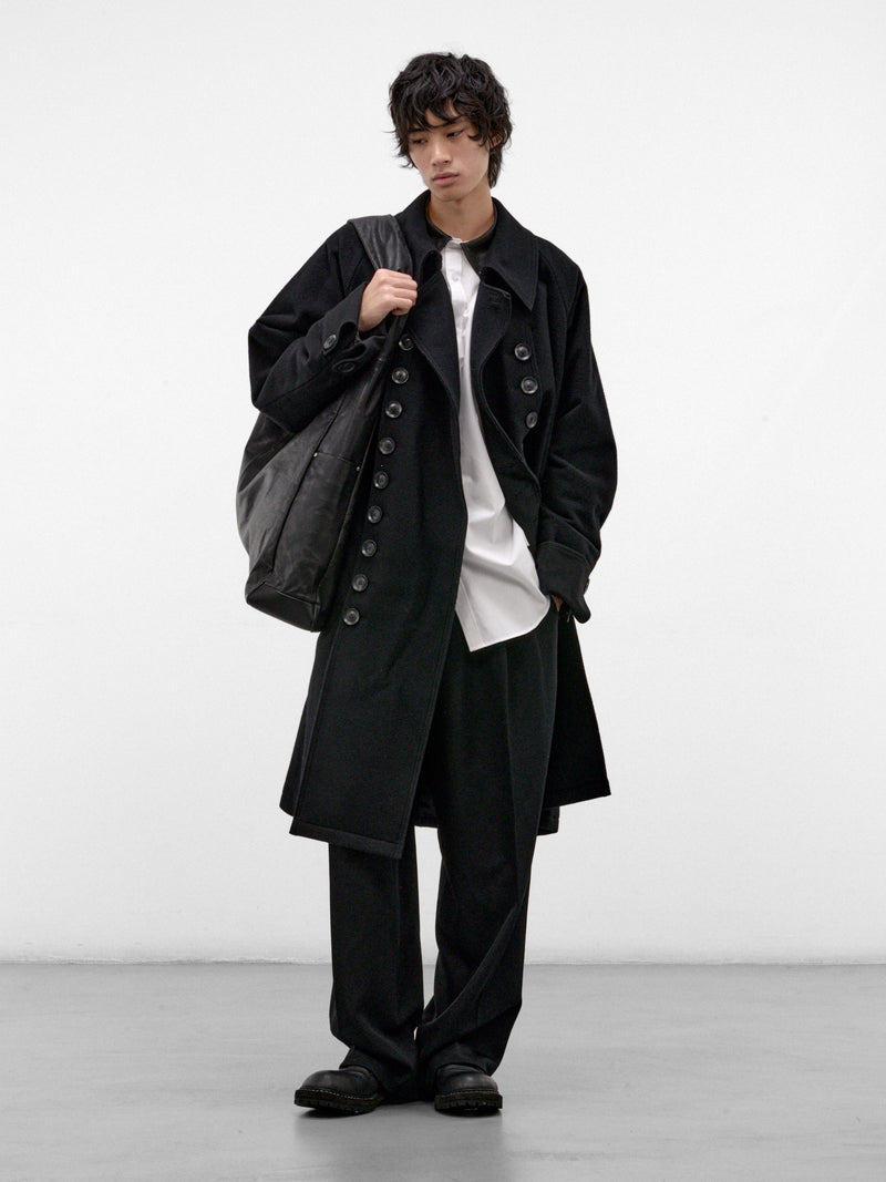 White Contrast Leather Shirt (HW-B59-831-1-WHITE-BLACK)