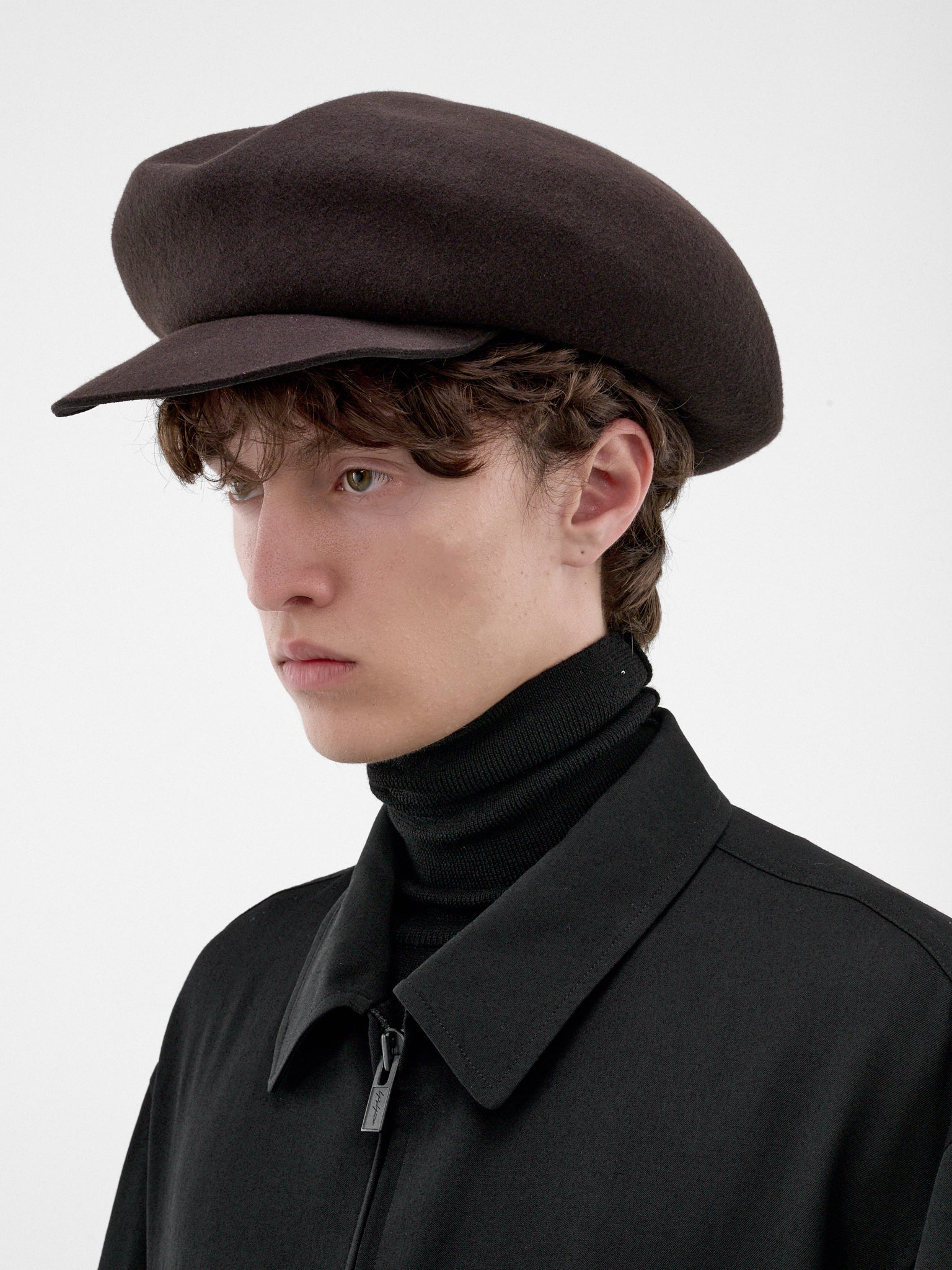 Charcoal Wool Oversized Peaked Cap (HW-H03-162-1-CHARC)