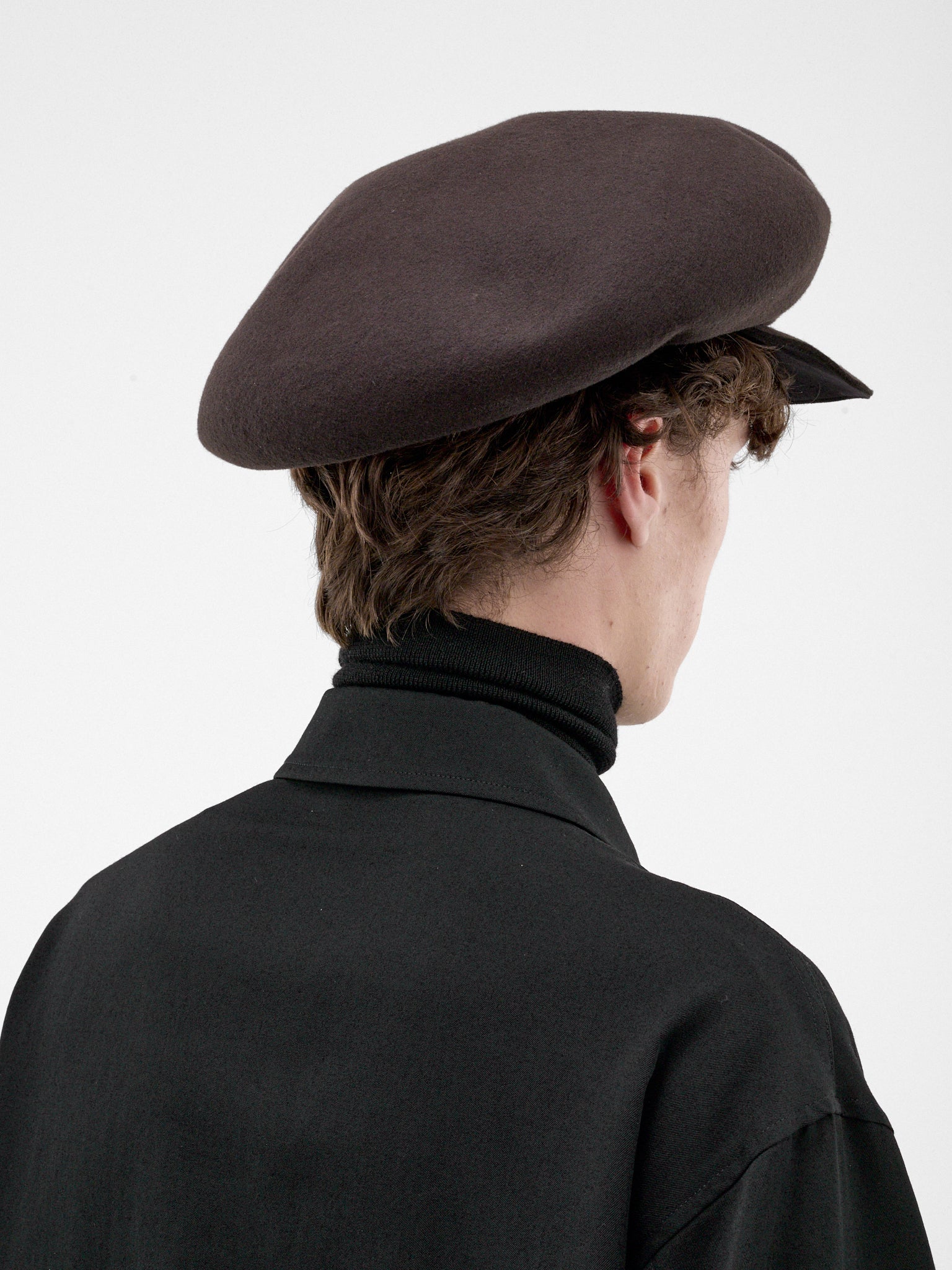 Charcoal Wool Oversized Peaked Cap (HW-H03-162-1-CHARC)