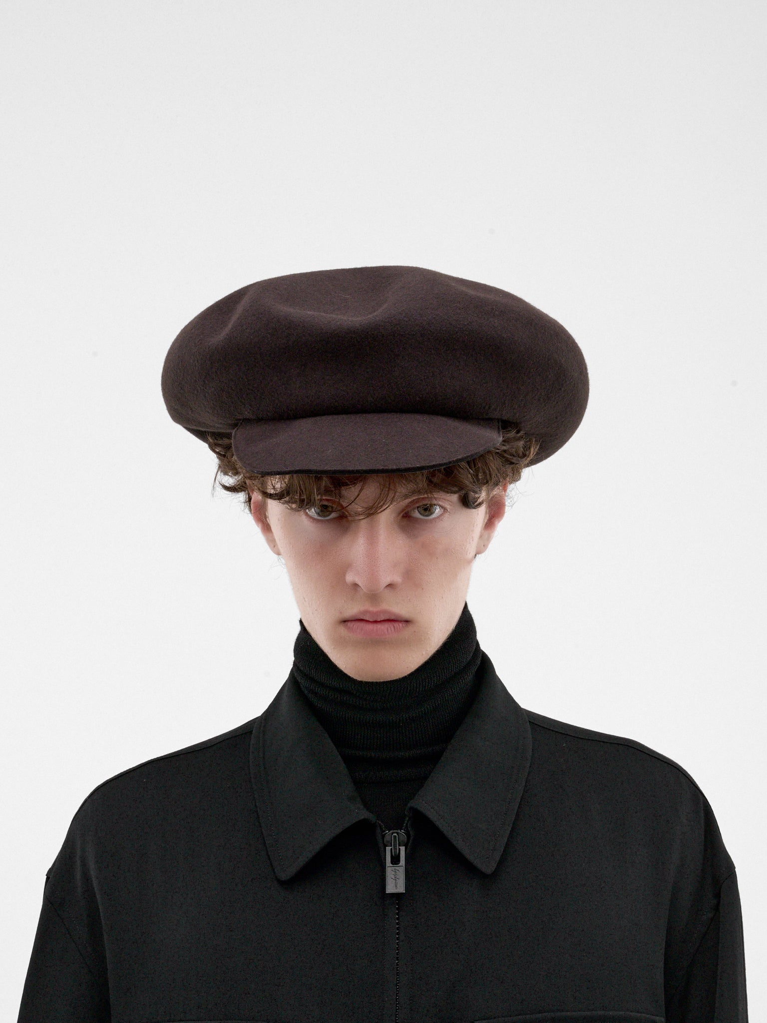 Charcoal Wool Oversized Peaked Cap (HW-H03-162-1-CHARC)