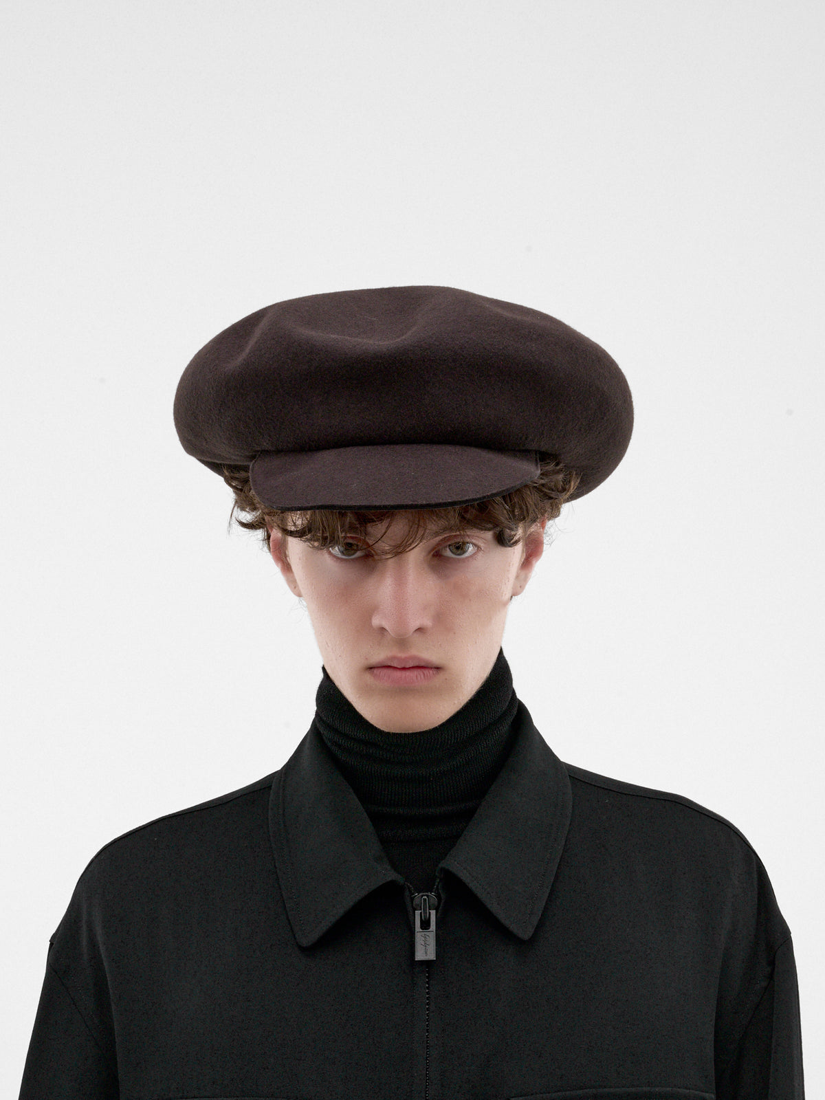 Charcoal Wool Oversized Peaked Cap (HW-H03-162-1-CHARC)