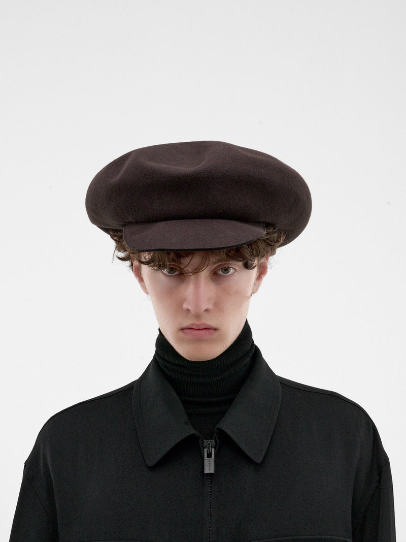 Charcoal Wool Oversized Peaked Cap (HW-H03-162-1-CHARC)