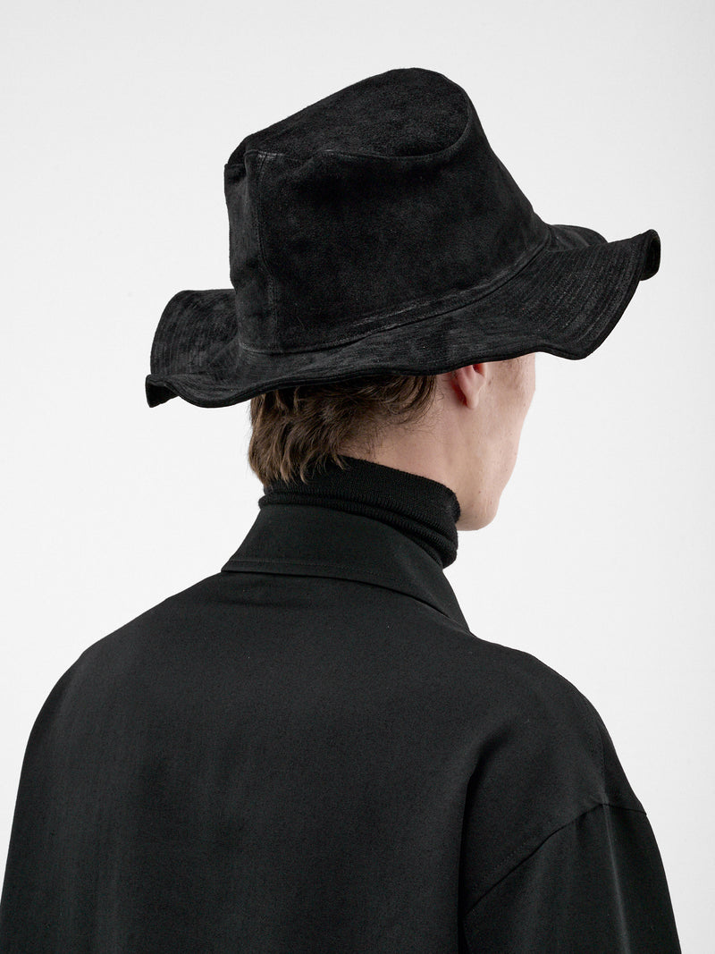 Black Horse Leather Curved Hat (HW-H13-785-1-BLACK)