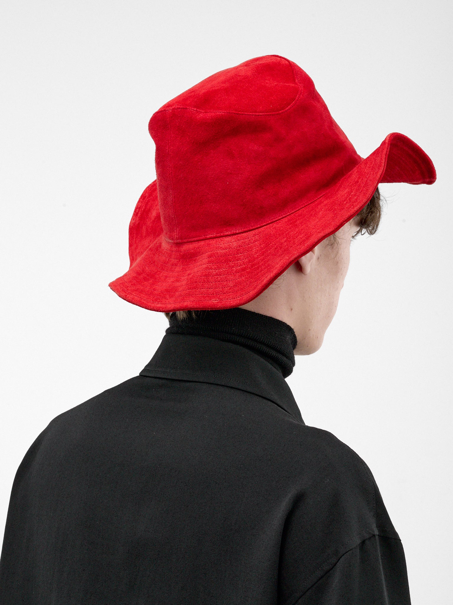 Red Horse Leather Curved Hat (HW-H13-785-2-RED)