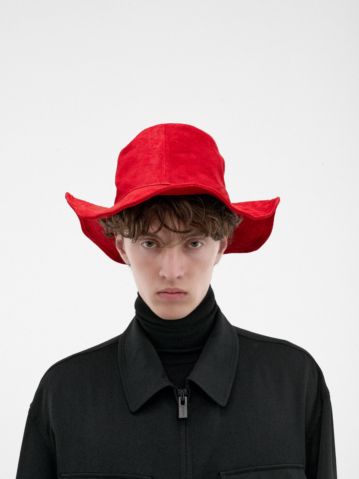 Red Horse Leather Curved Hat (HW-H13-785-2-RED)