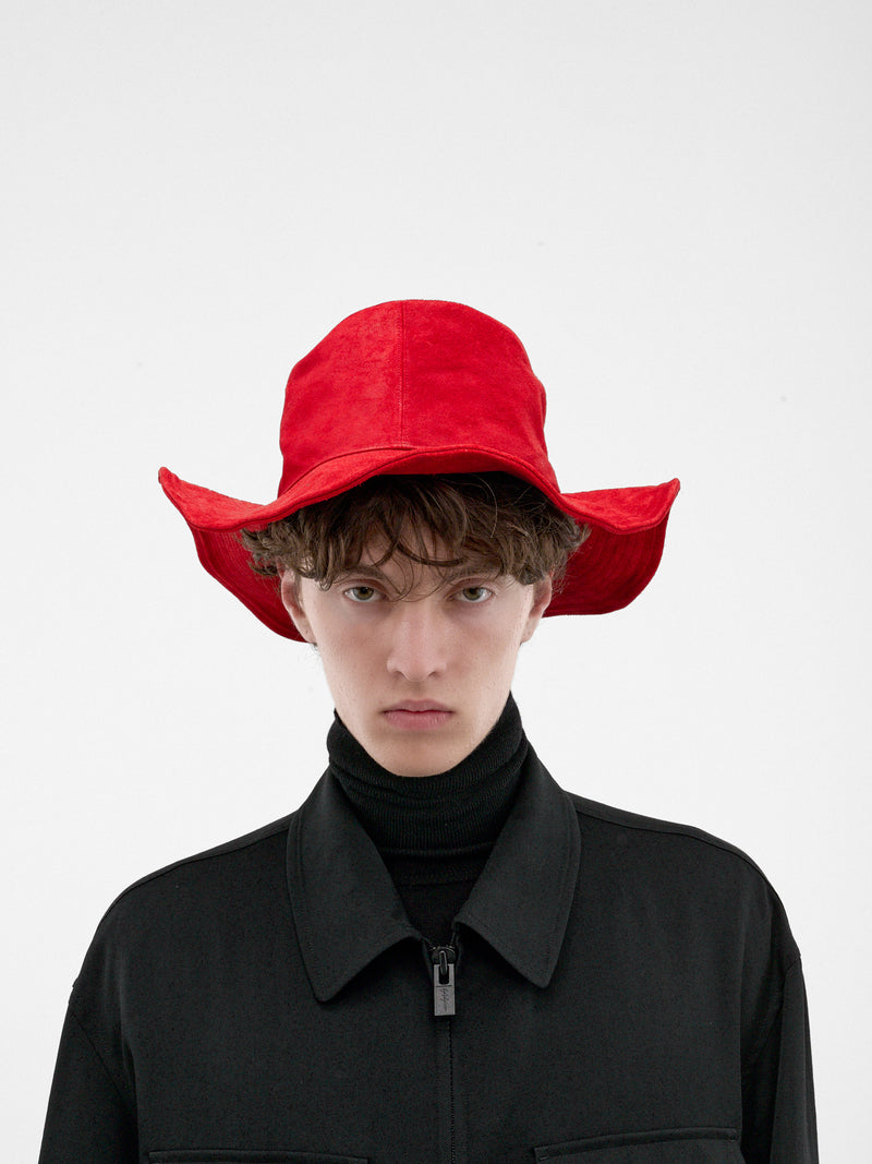 Red Horse Leather Curved Hat (HW-H13-785-2-RED)