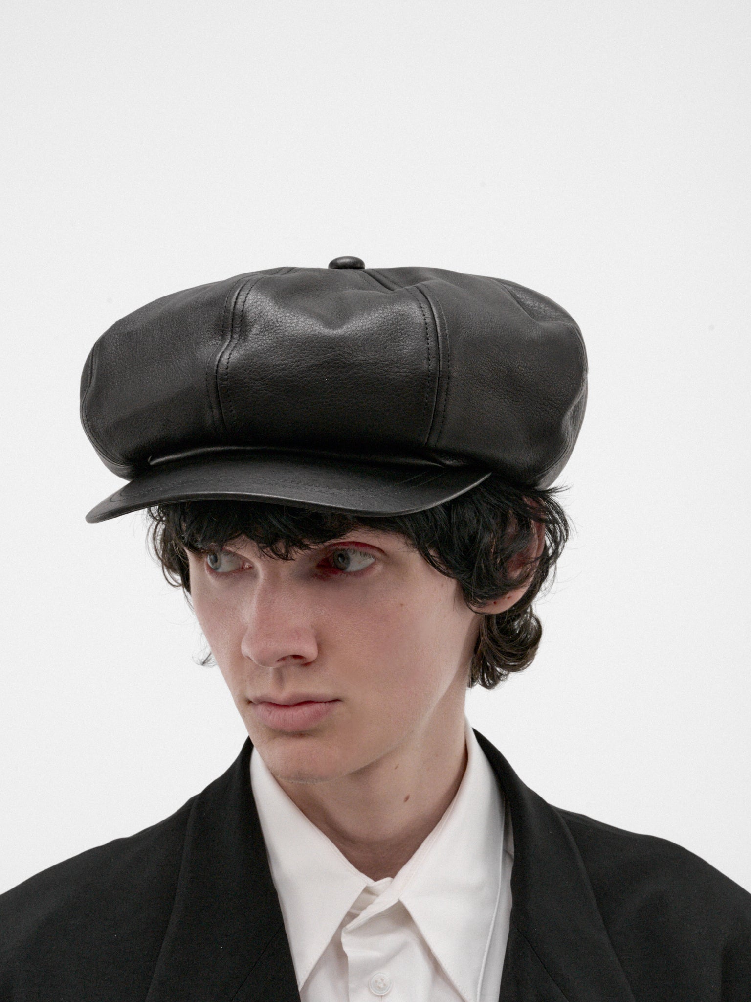 Black Leather Casquette Hat (HW-H15-786-BLACK)