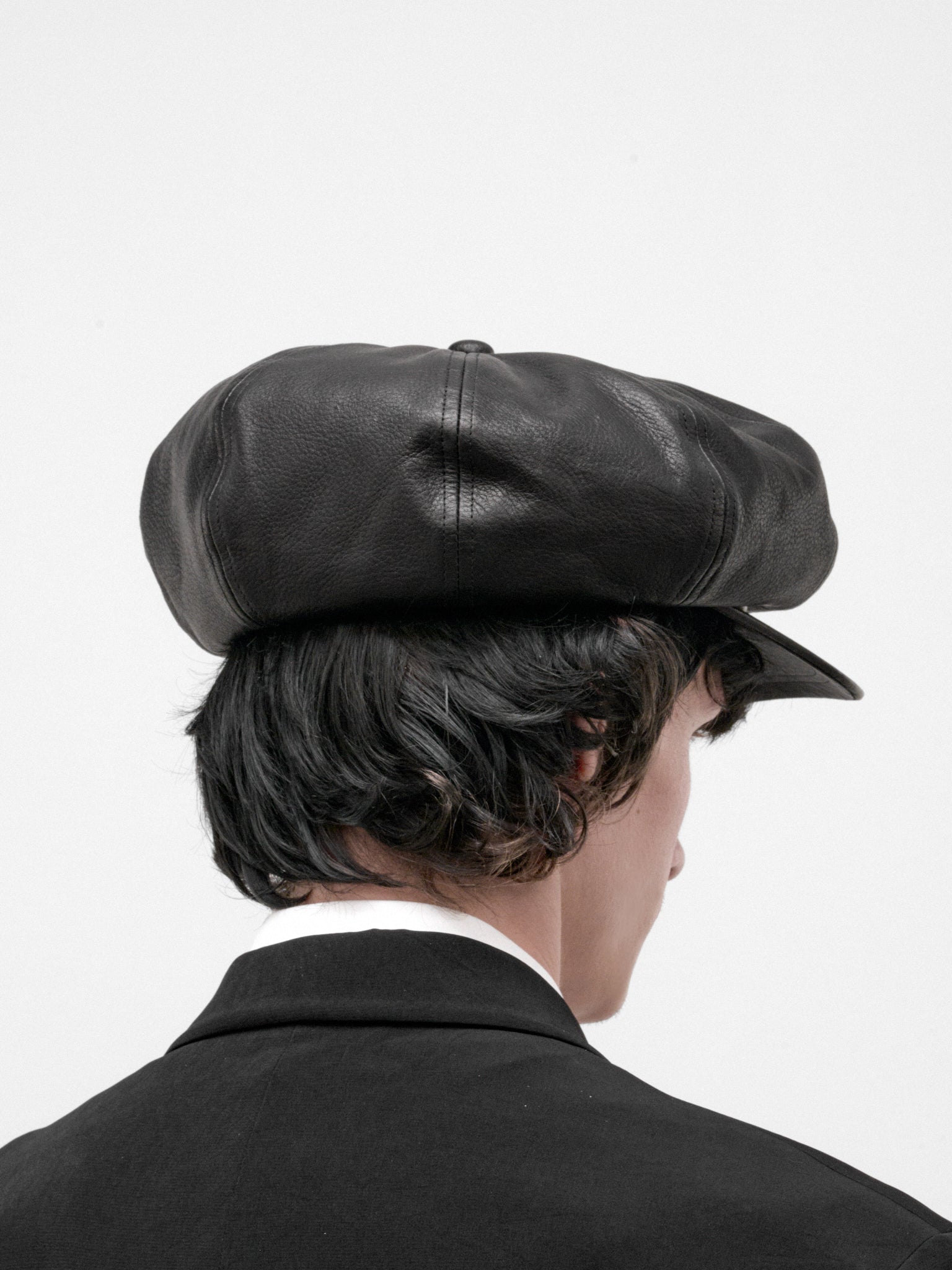 Black Leather Casquette Hat (HW-H15-786-BLACK)