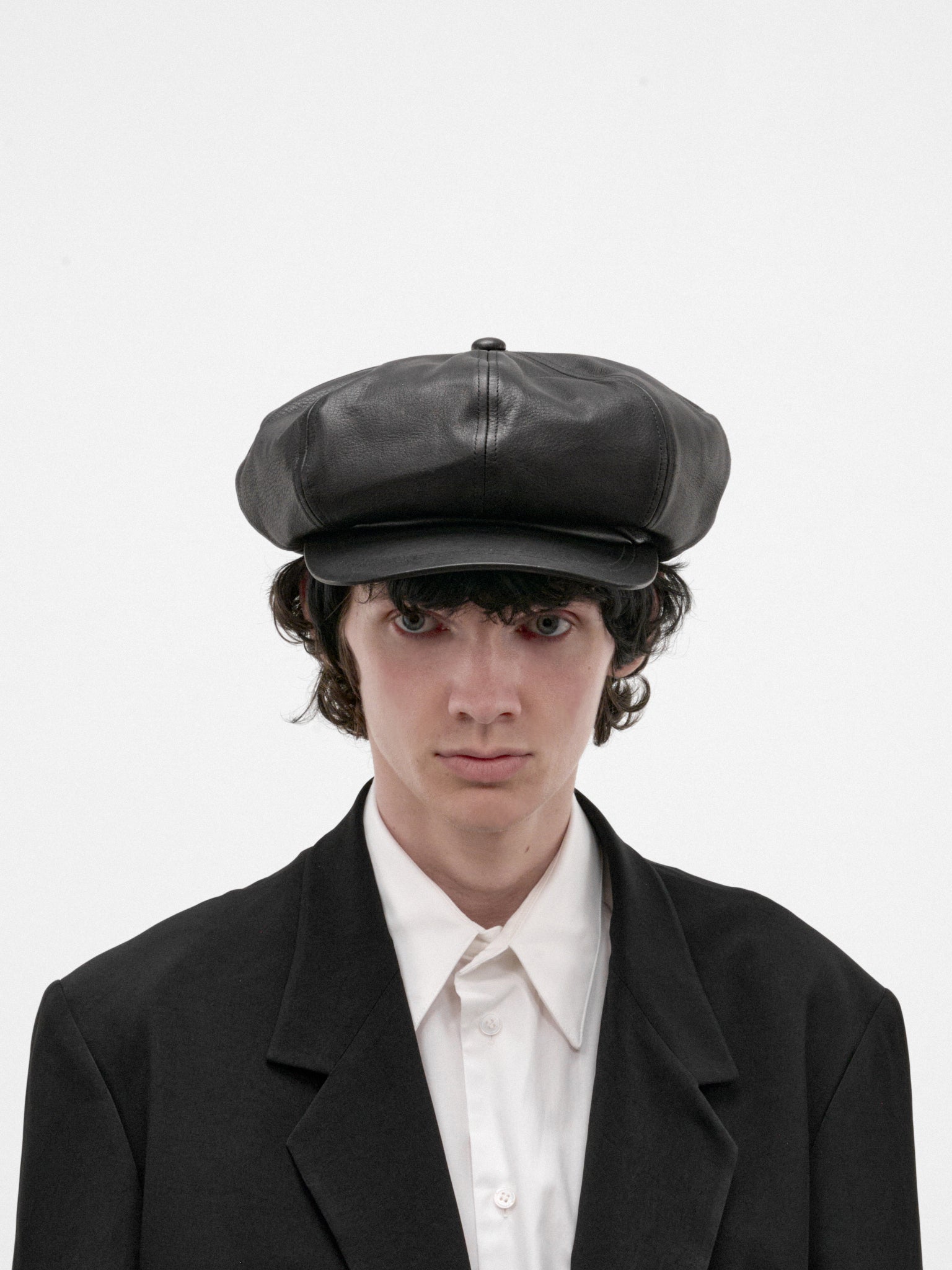 Black Leather Casquette Hat (HW-H15-786-BLACK)