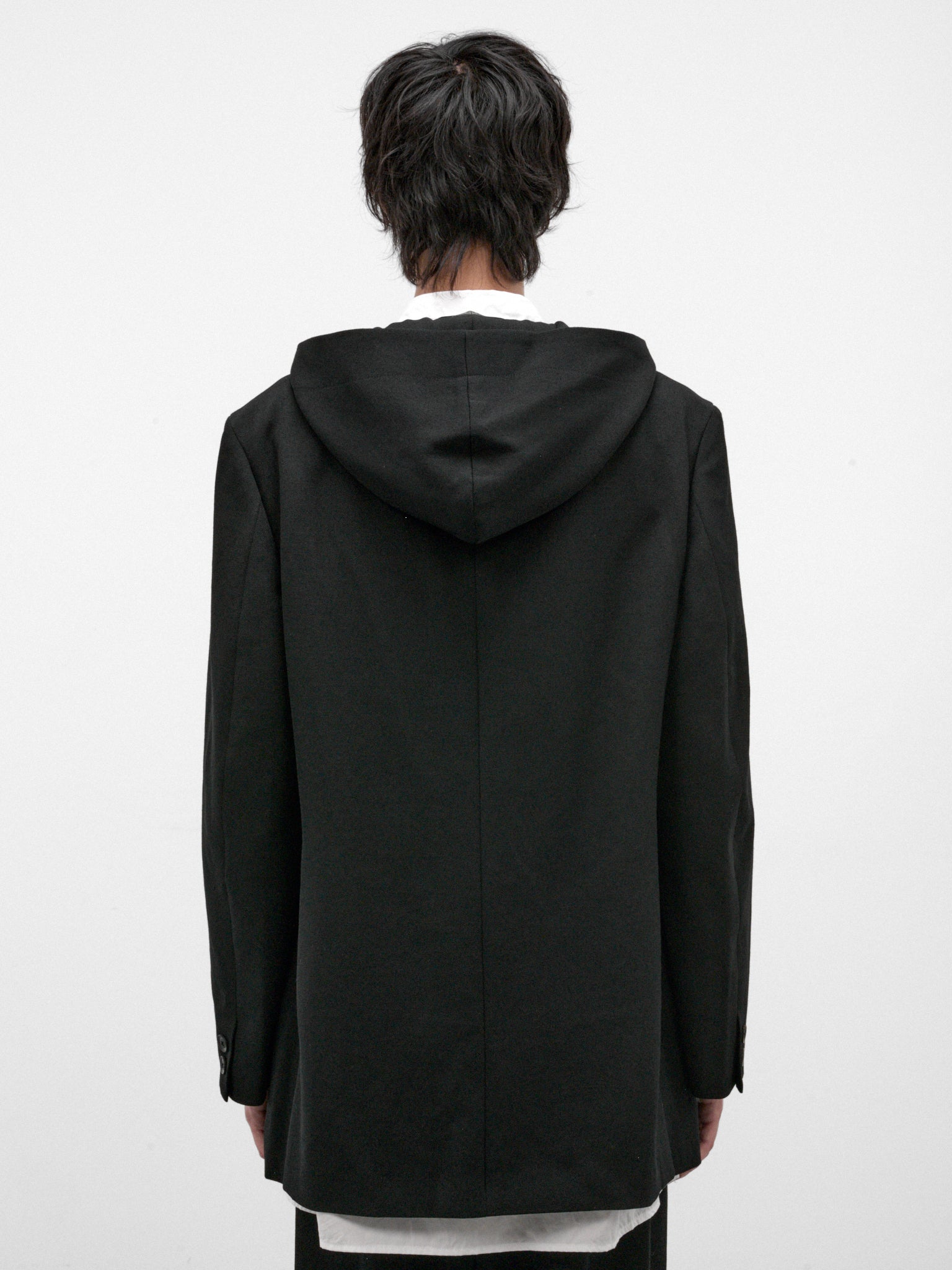 Black Wool Hooded Jacket (HW-J08-101-1-BLACK)