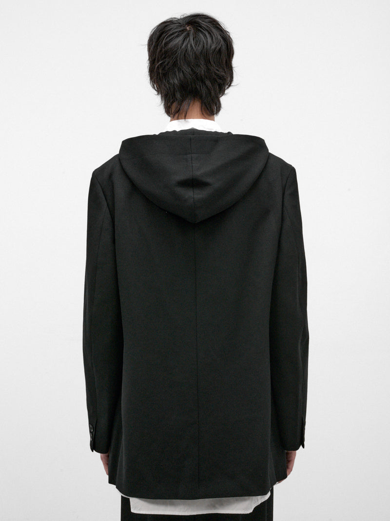 Black Wool Hooded Jacket (HW-J08-101-1-BLACK)