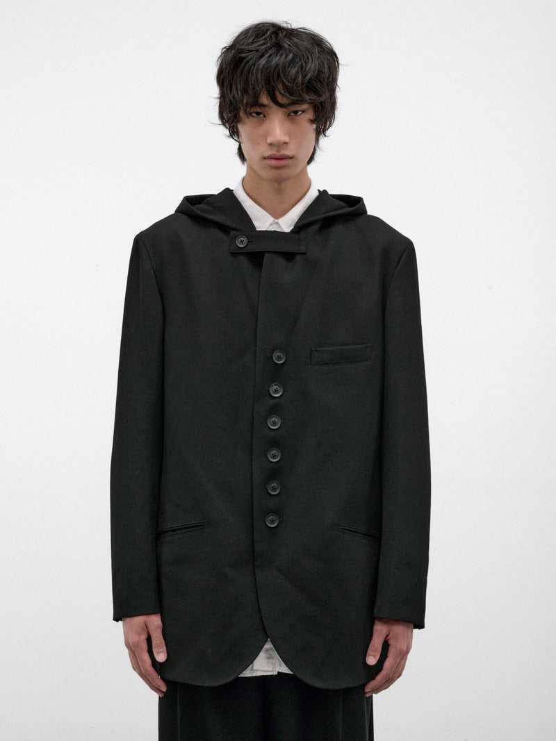 Black Wool Hooded Jacket (HW-J08-101-1-BLACK)