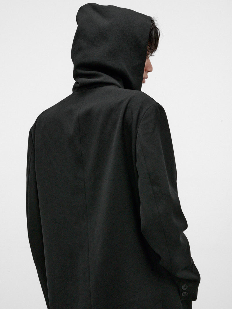 Black Wool Hooded Jacket (HW-J08-101-1-BLACK)