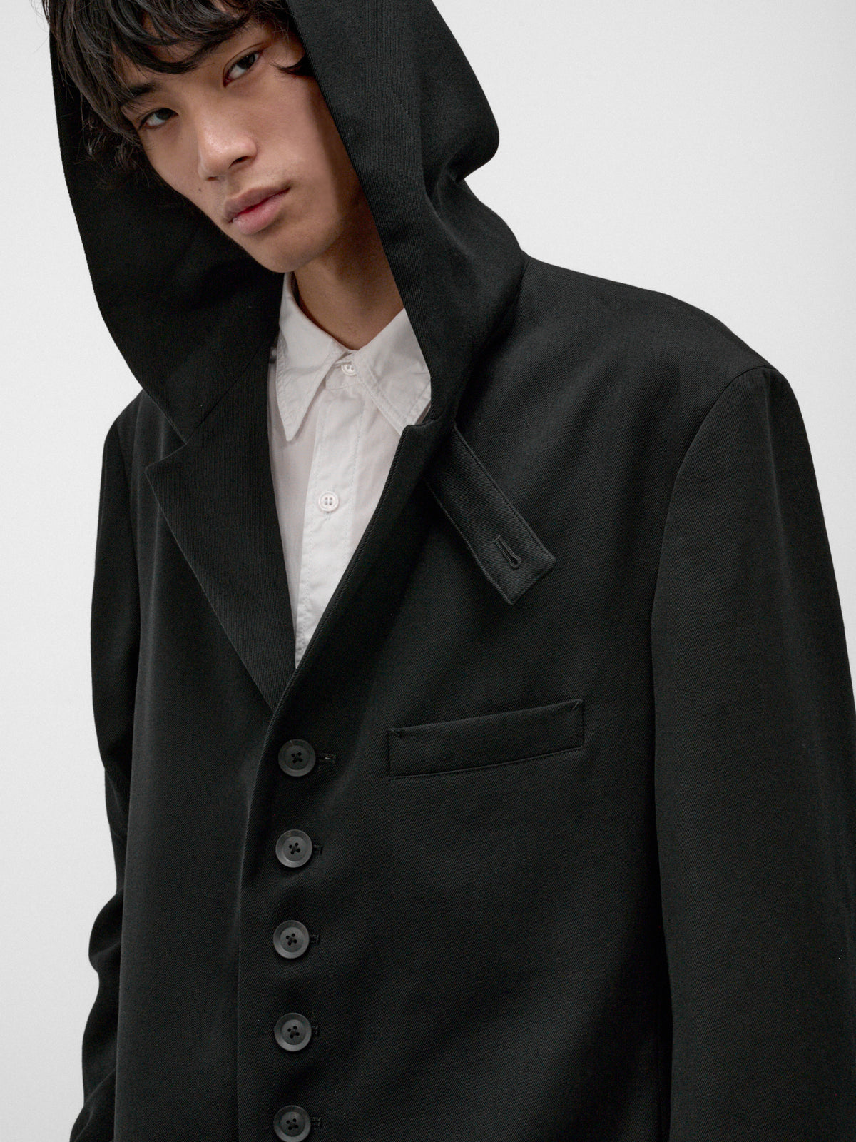 Black Wool Hooded Jacket (HW-J08-101-1-BLACK)