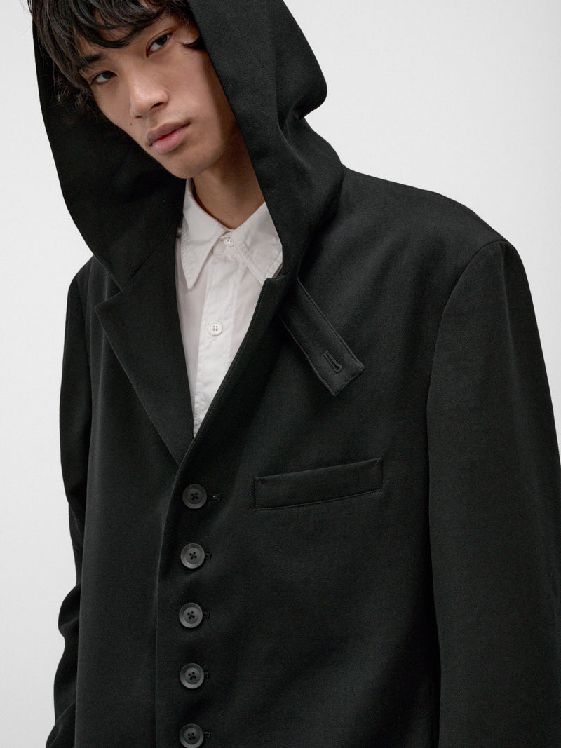 Black Wool Hooded Jacket (HW-J08-101-1-BLACK)