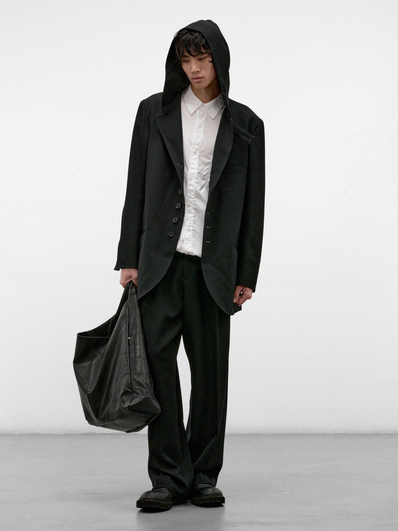 Black Wool Hooded Jacket (HW-J08-101-1-BLACK)