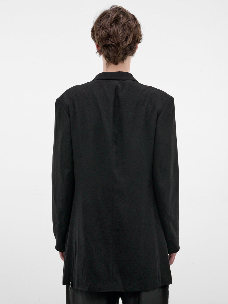 Black Relaxed Side Zip Blazer (HW-J09-500-1-BLACK)