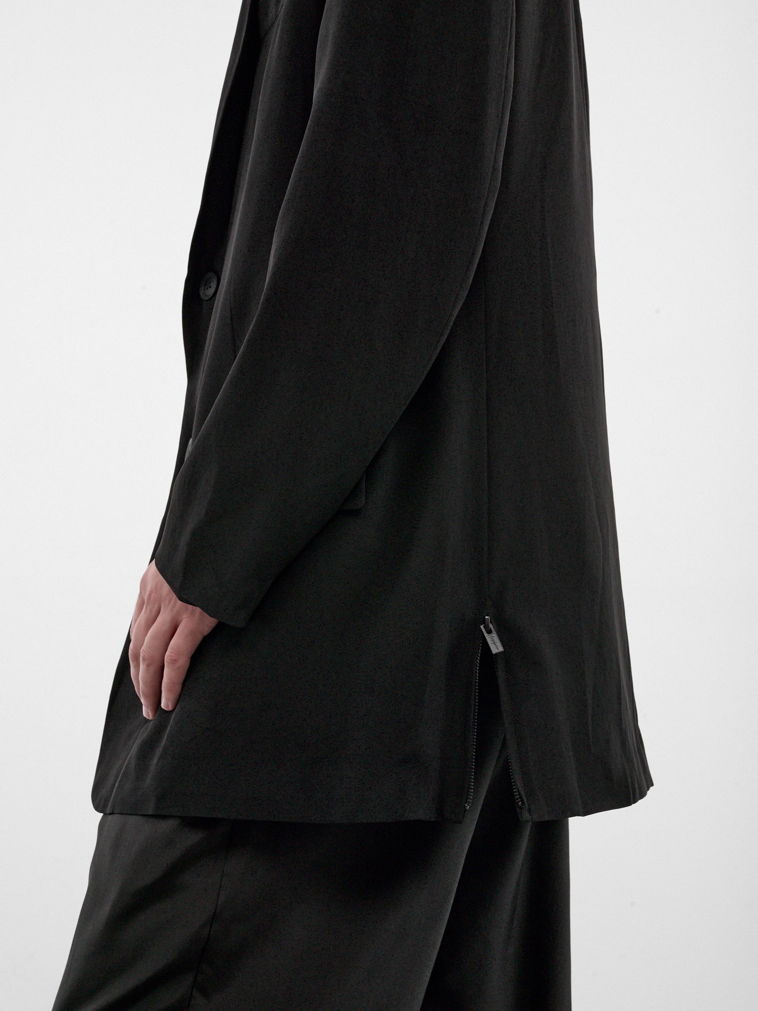 Black Relaxed Side Zip Blazer (HW-J09-500-1-BLACK)