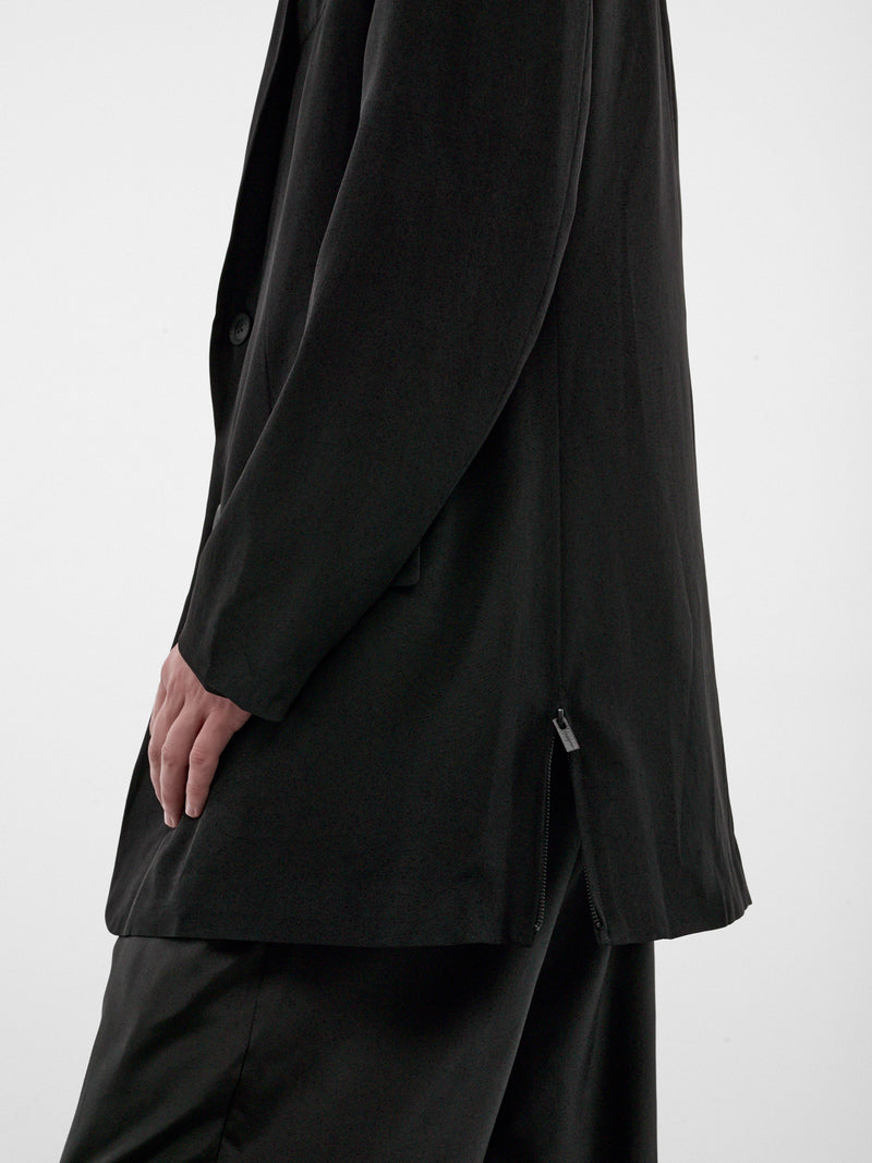 Black Relaxed Side Zip Blazer (HW-J09-500-1-BLACK)