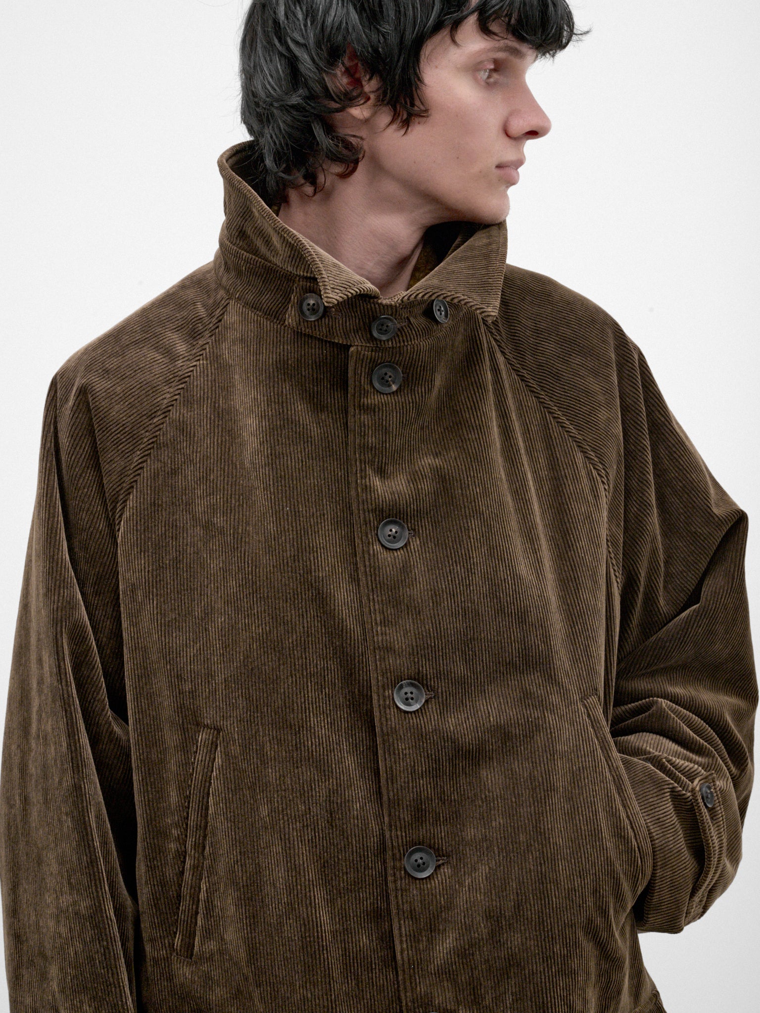 Brown Cotton Padded Raglan Jacket (HW-J52-043-BROWN)