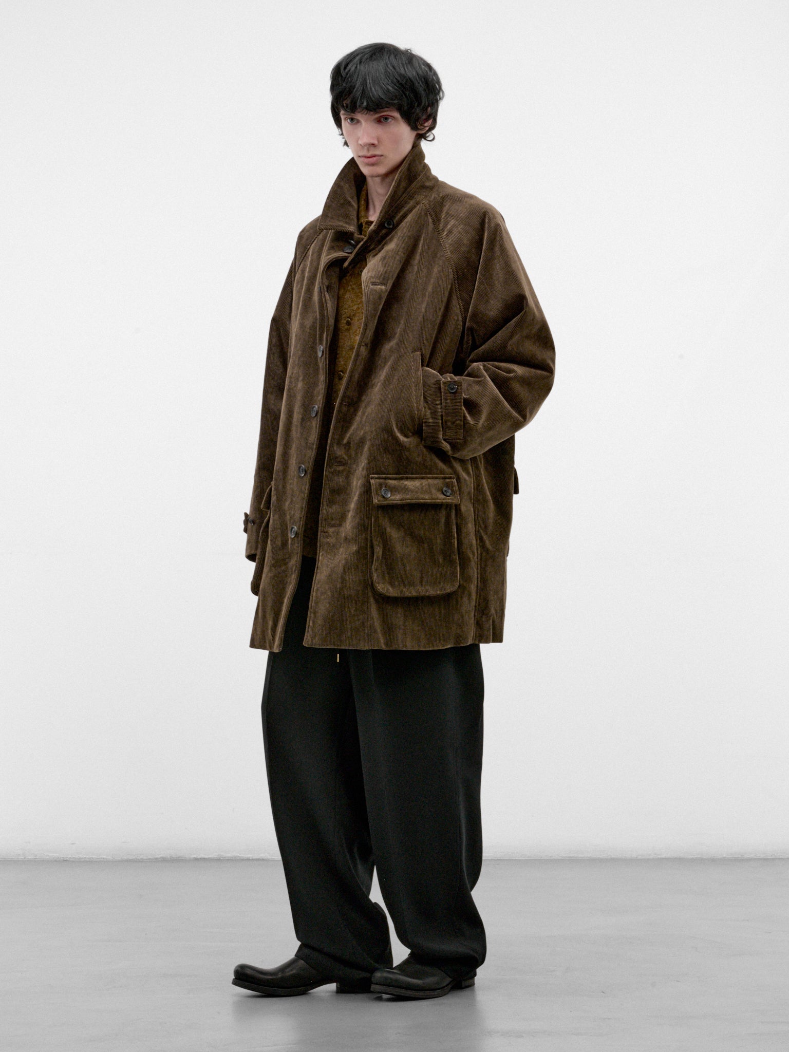 Brown Cotton Padded Raglan Jacket (HW-J52-043-BROWN)