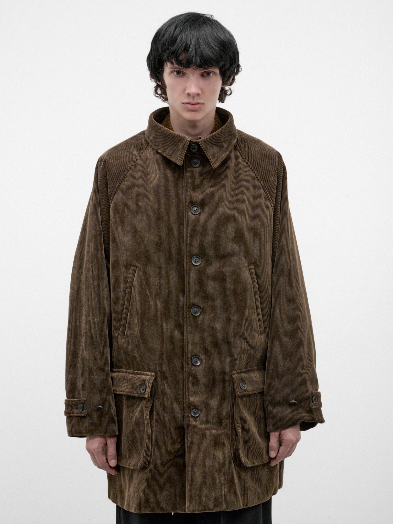 Brown Cotton Padded Raglan Jacket (HW-J52-043-BROWN)
