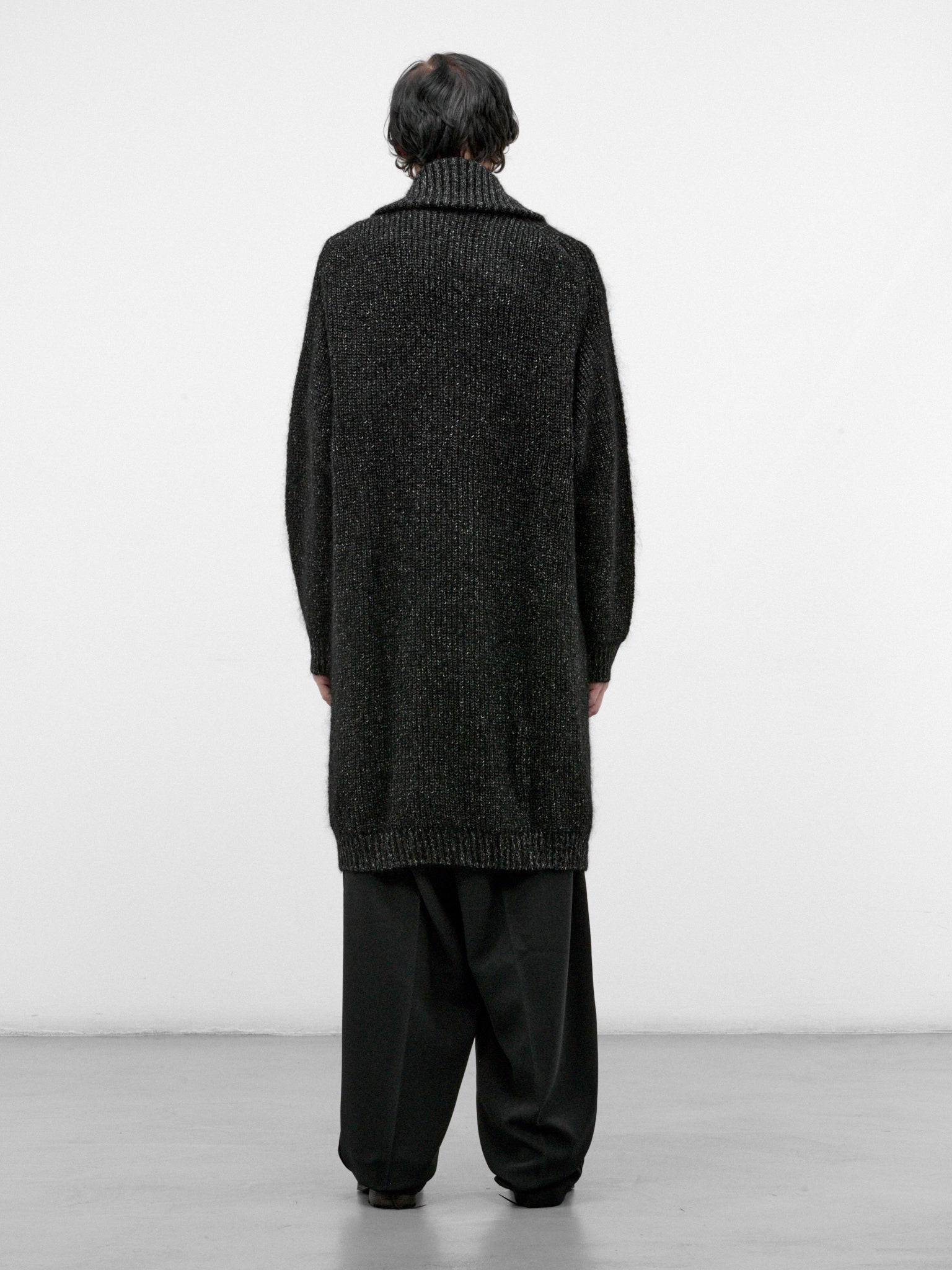 Black Mohair Zio Turtleneck Cardigan (HW-K71-183-BLACK)
