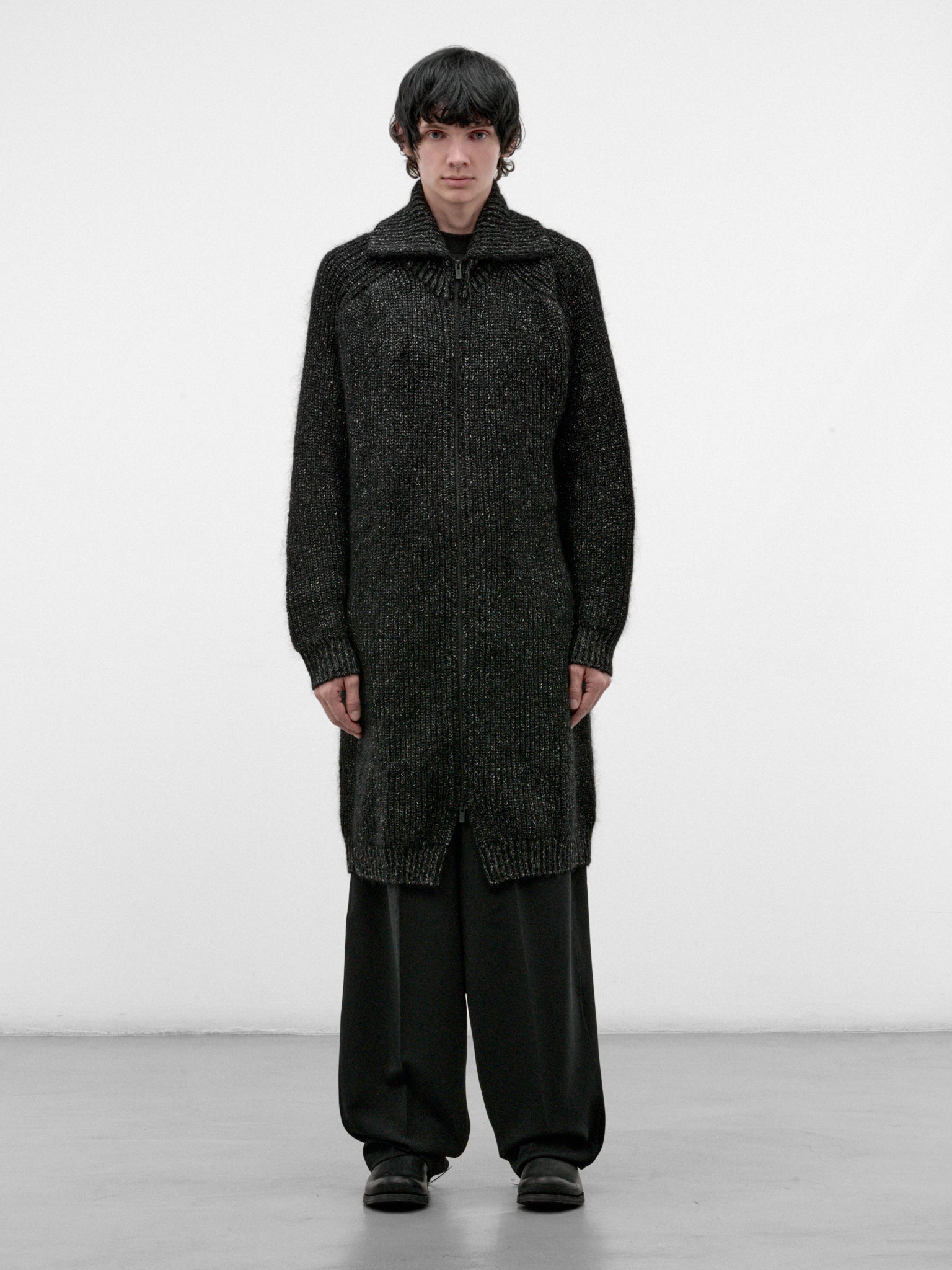 Black Mohair Zio Turtleneck Cardigan (HW-K71-183-BLACK)